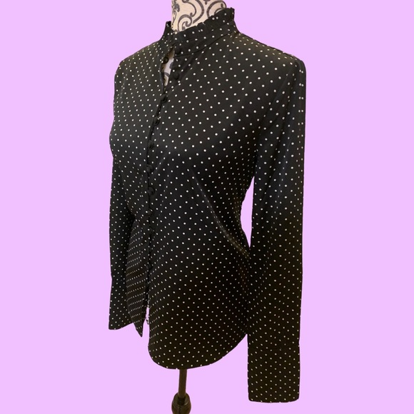 Icone Long sleeve blouse polka dot black crisp - NWOT - Picture 6 of 10